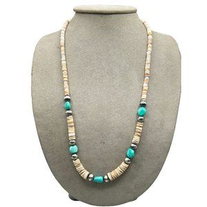 Turquoise & Heishi Beads Necklace Beaded Native American Southwestern Inspired